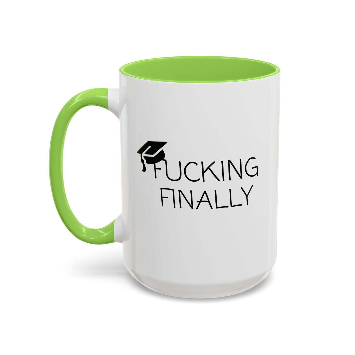 Funny Graduation Mug - "F*cking Finally" - Grad Gift for Him or Her - Class of 2025 Coffee Cup - Red Accent Mug