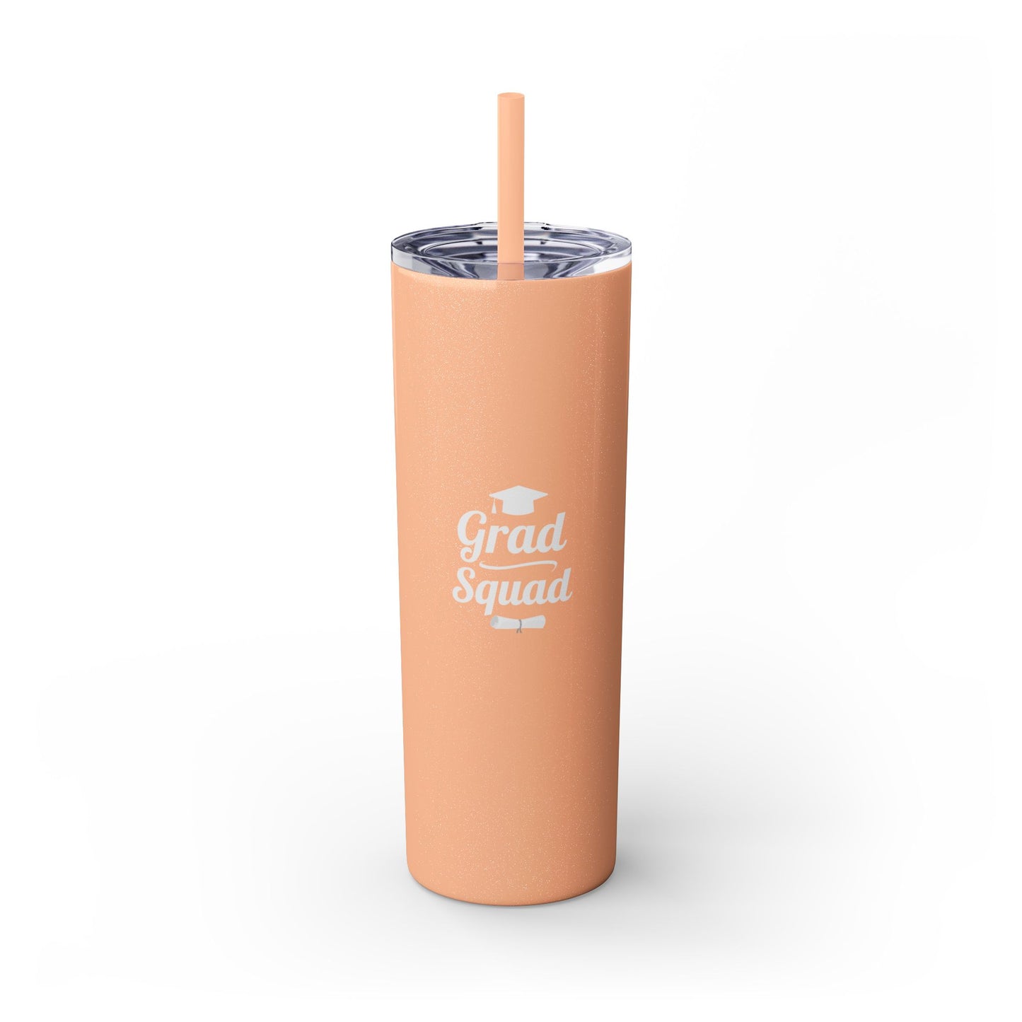 Grad Squad Glitter Tumbler – 20oz Insulated Skinny Cup with Straw | Graduation Gift