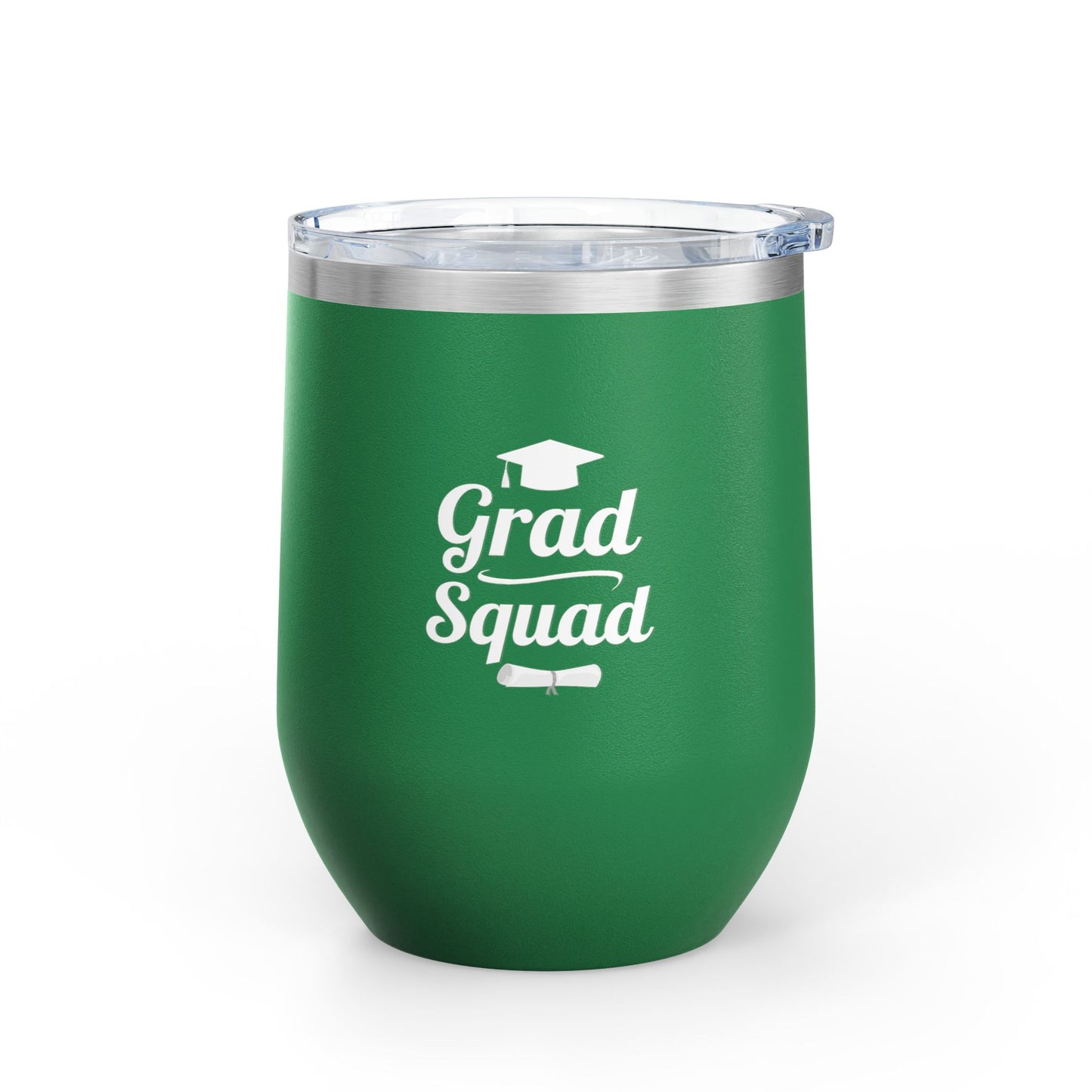 Grad Squad Wine Tumbler – 12oz Stainless Steel Insulated Cup | Graduation Gift