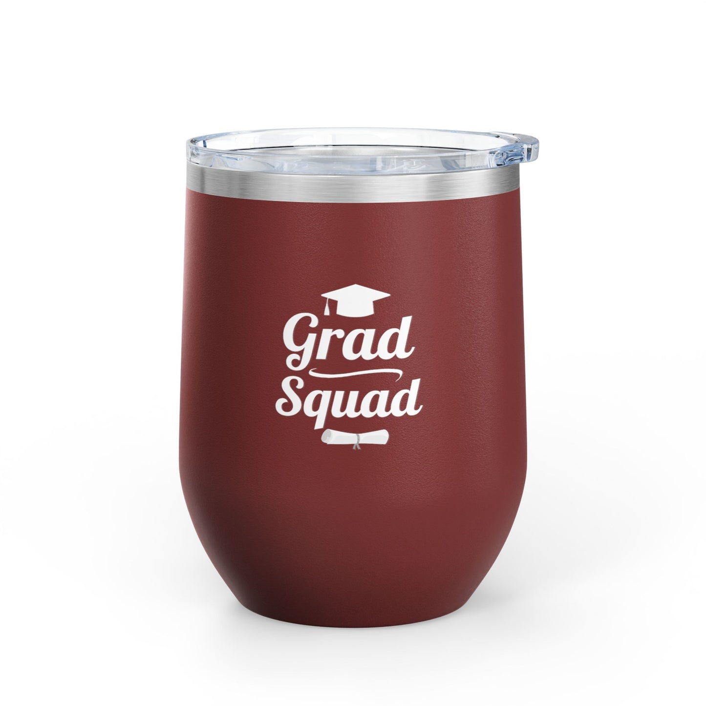 Grad Squad Wine Tumbler – 12oz Stainless Steel Insulated Cup | Graduation Gift