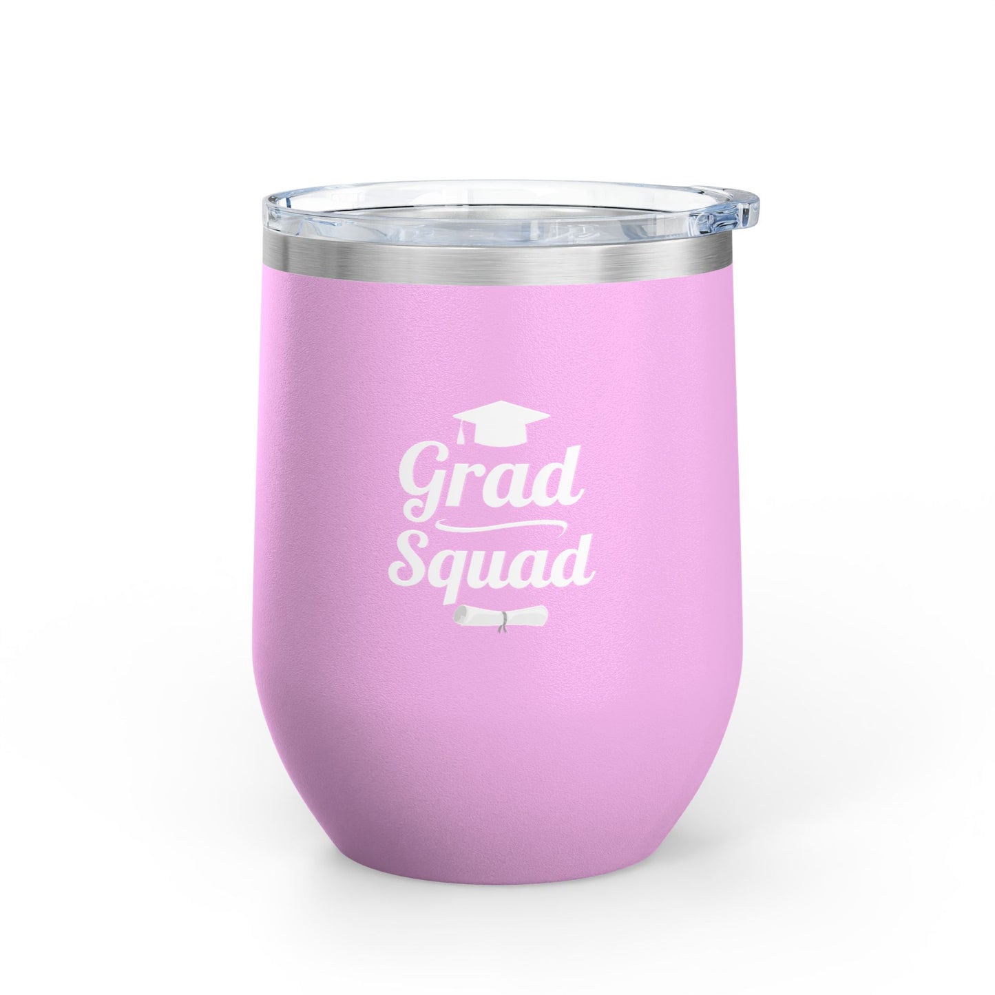 Grad Squad Wine Tumbler – 12oz Stainless Steel Insulated Cup | Graduation Gift