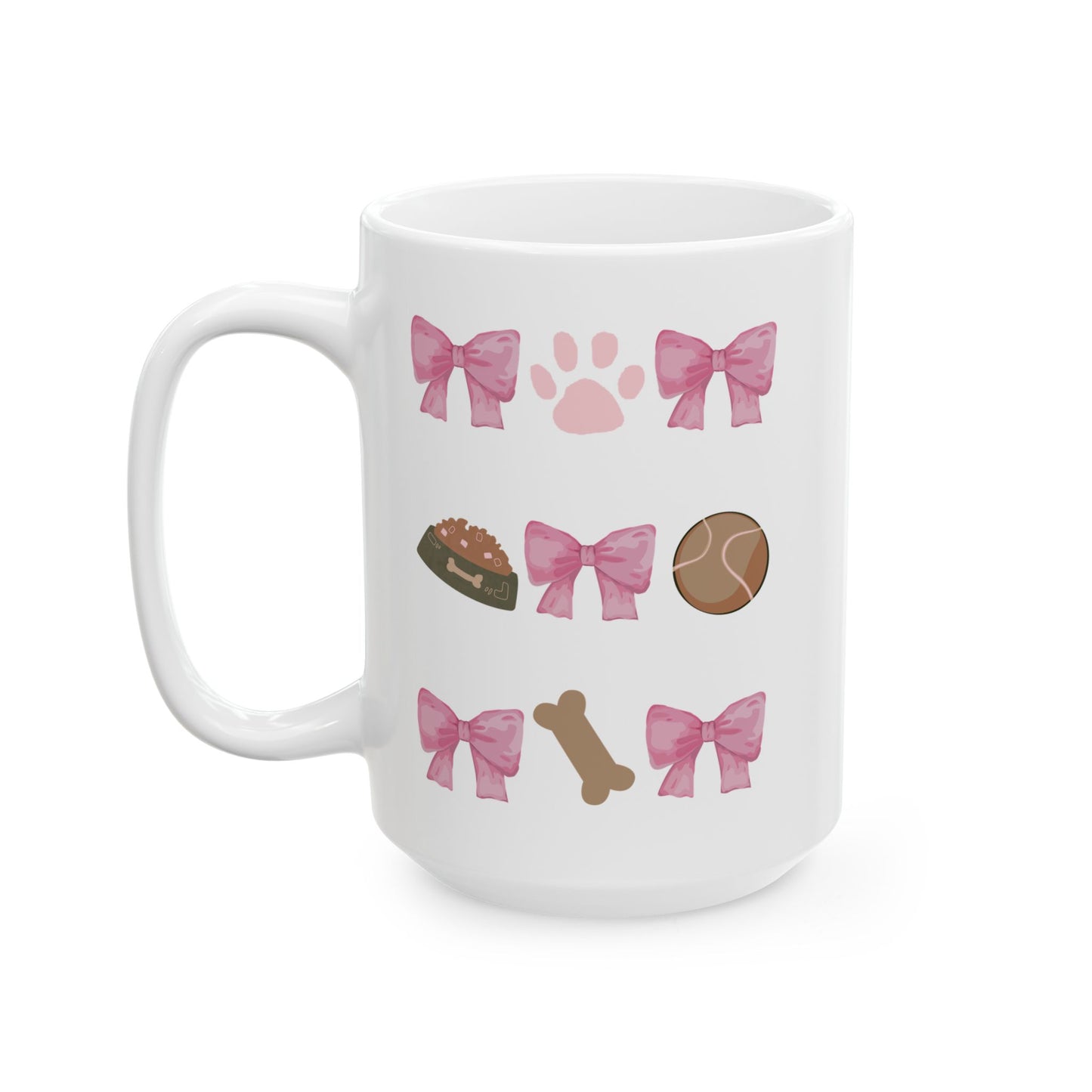 Dog Mom Aesthetic Mug – Cute Pink Bow & Paw Print Coffee Cup – Gift for Dog Lovers