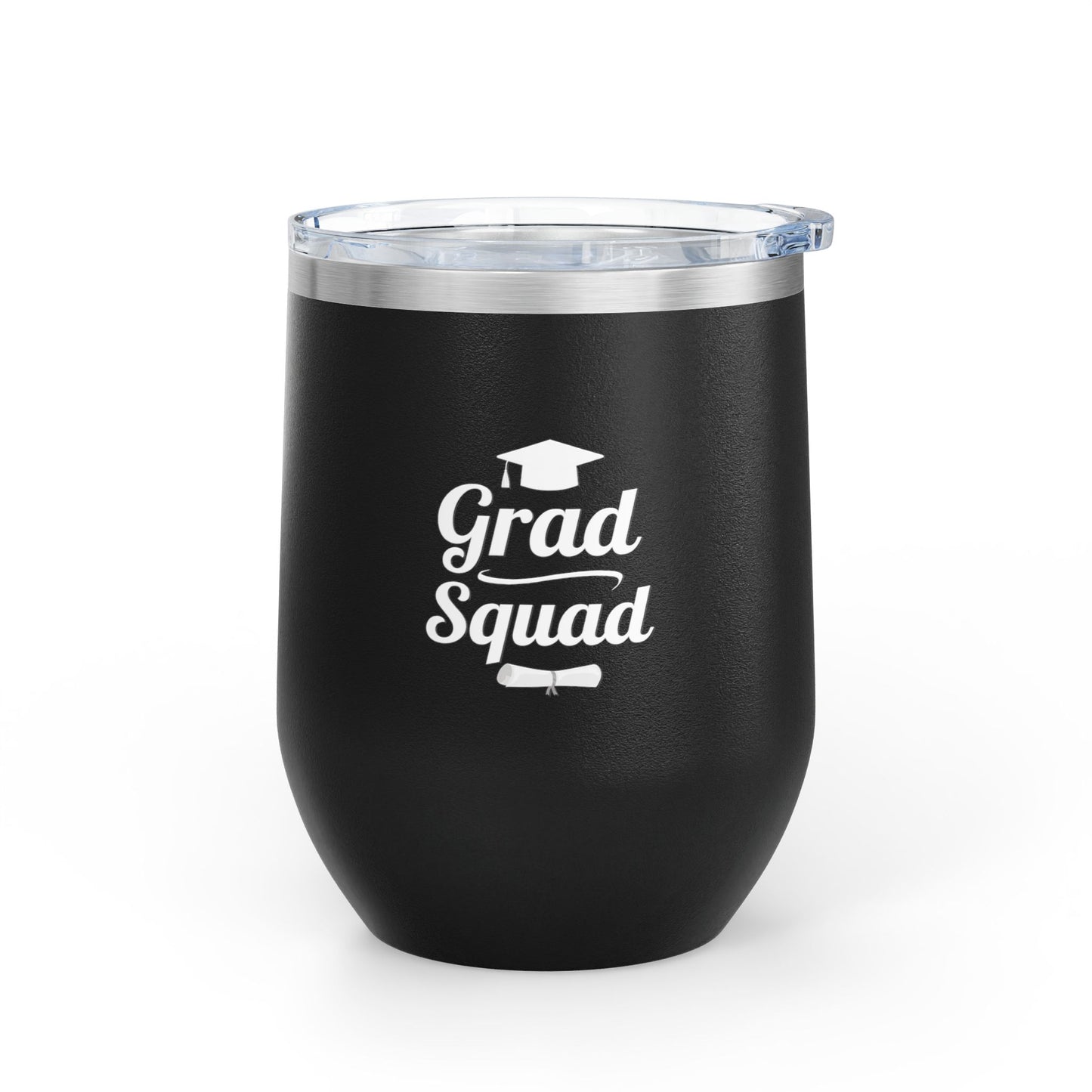 Grad Squad Wine Tumbler – 12oz Stainless Steel Insulated Cup | Graduation Gift