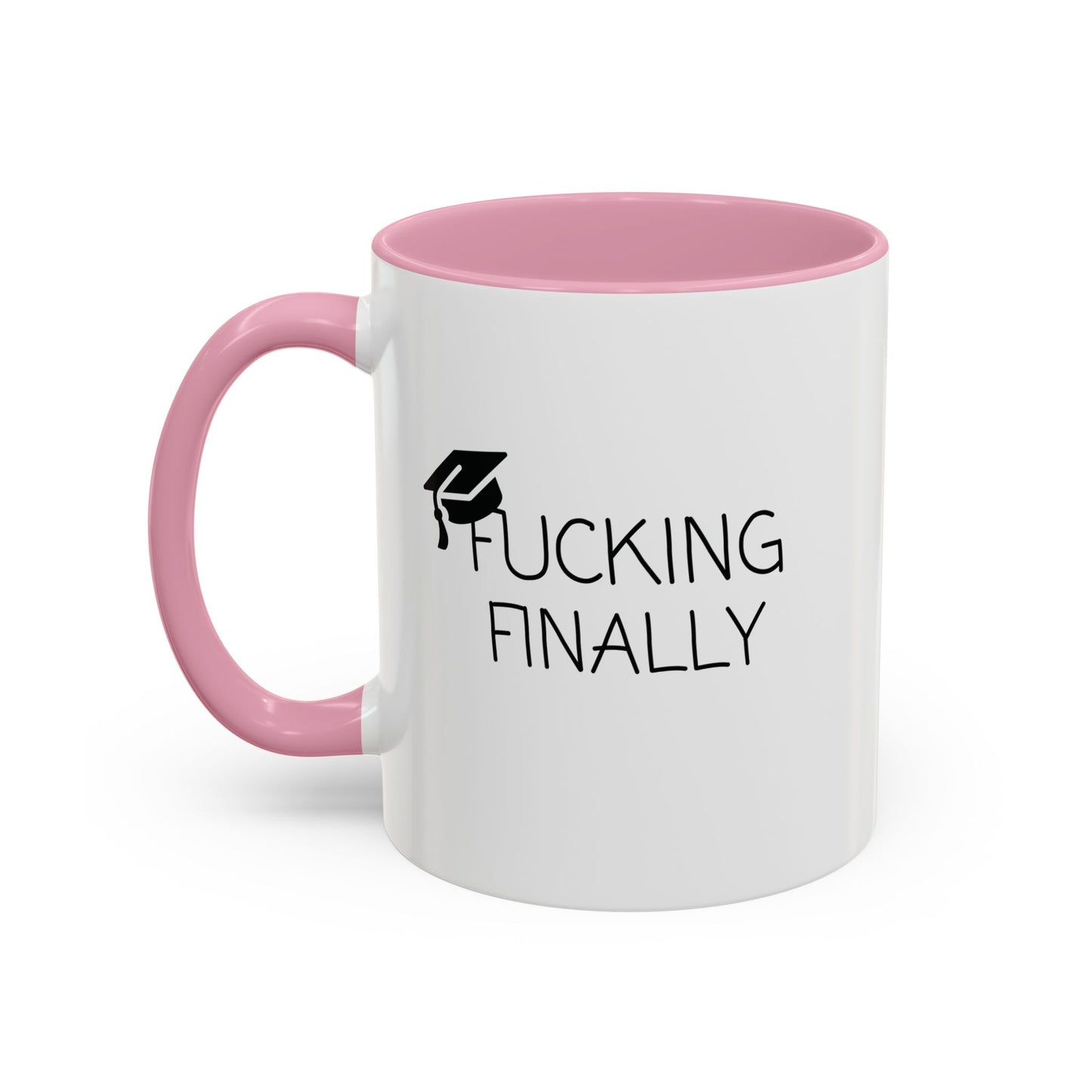 Funny Graduation Mug - "F*cking Finally" - Grad Gift for Him or Her - Class of 2025 Coffee Cup - Red Accent Mug