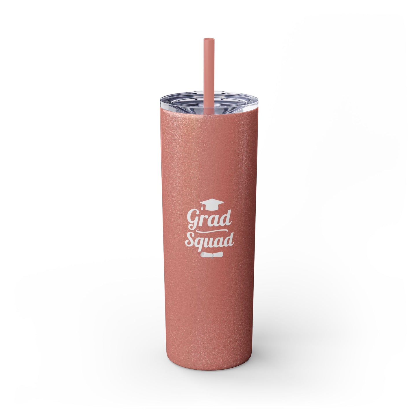 Grad Squad Glitter Tumbler – 20oz Insulated Skinny Cup with Straw | Graduation Gift