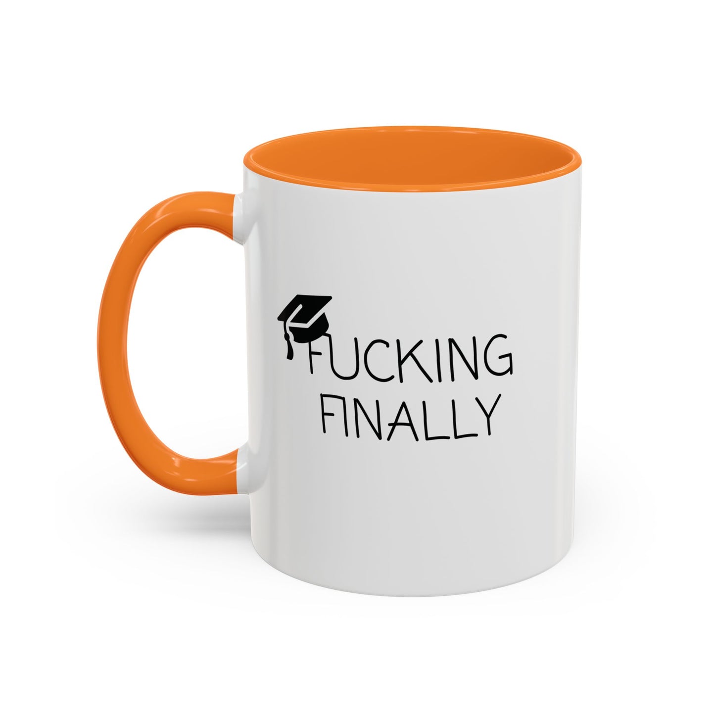 Funny Graduation Mug - "F*cking Finally" - Grad Gift for Him or Her - Class of 2025 Coffee Cup - Red Accent Mug