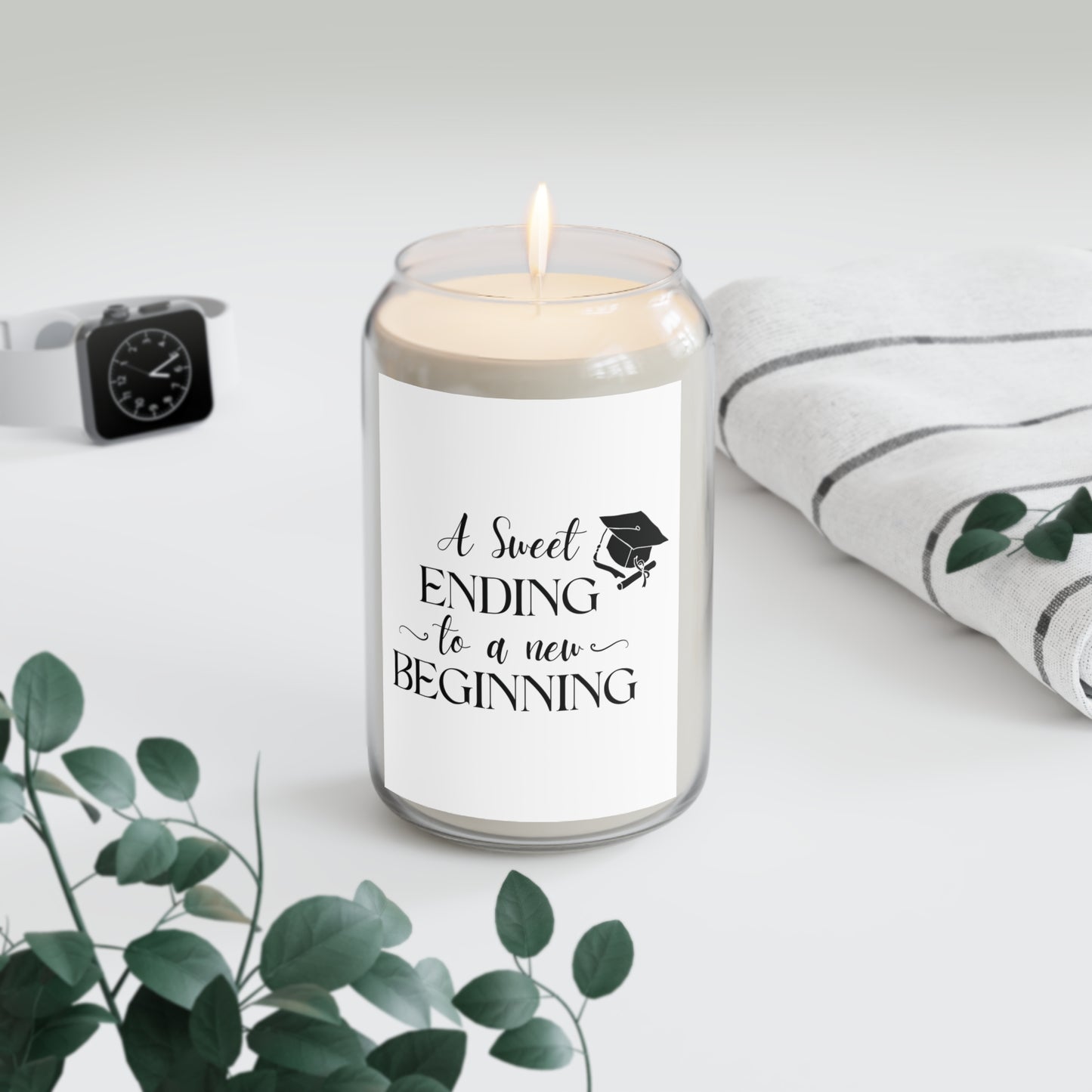 Graduation Candle – "A Sweet Ending to a New Beginning" – Inspirational Grad Gift – Soy Wax Scented Candle