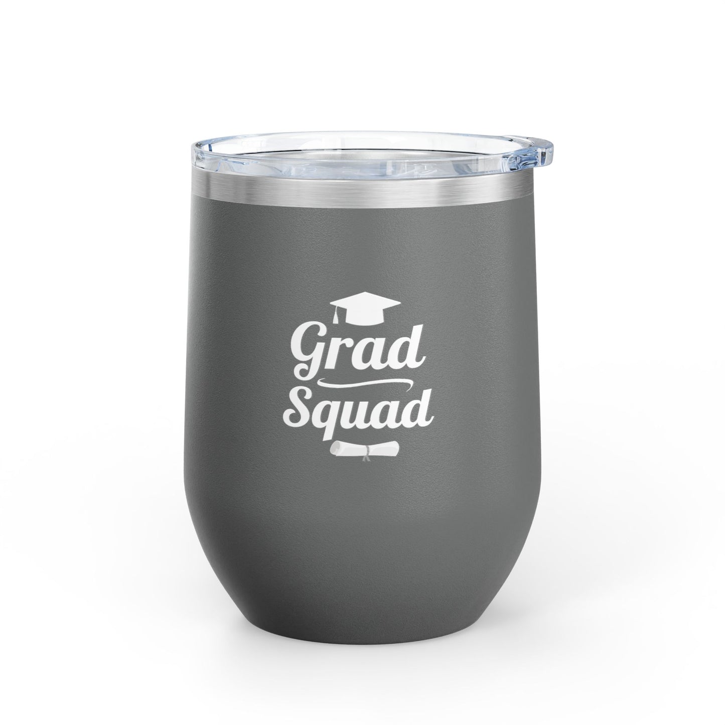 Grad Squad Wine Tumbler – 12oz Stainless Steel Insulated Cup | Graduation Gift