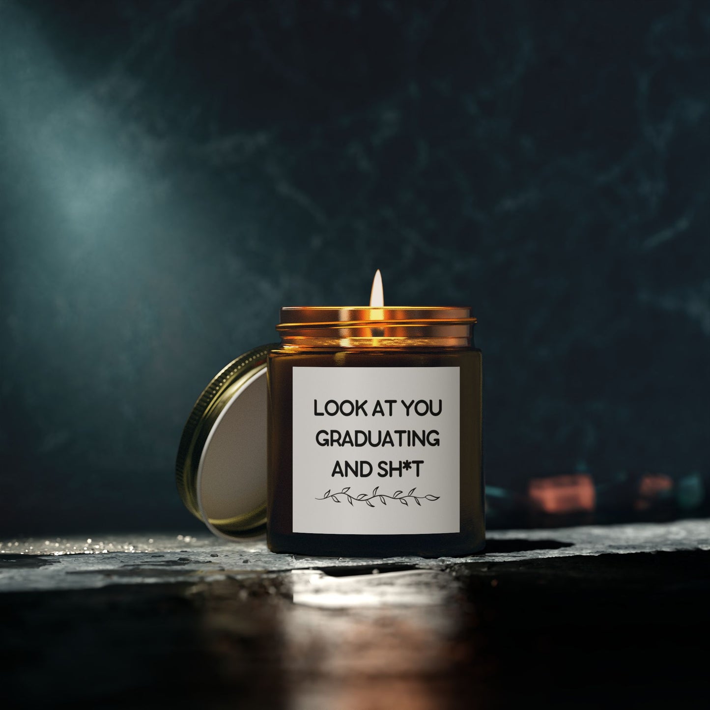 Funny Graduation Candle – "Look at You Graduating and Sh*t" – Sassy Grad Gift – Amber Jar Soy Wax Candle