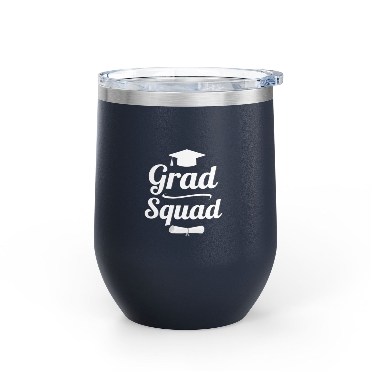 Grad Squad Wine Tumbler – 12oz Stainless Steel Insulated Cup | Graduation Gift