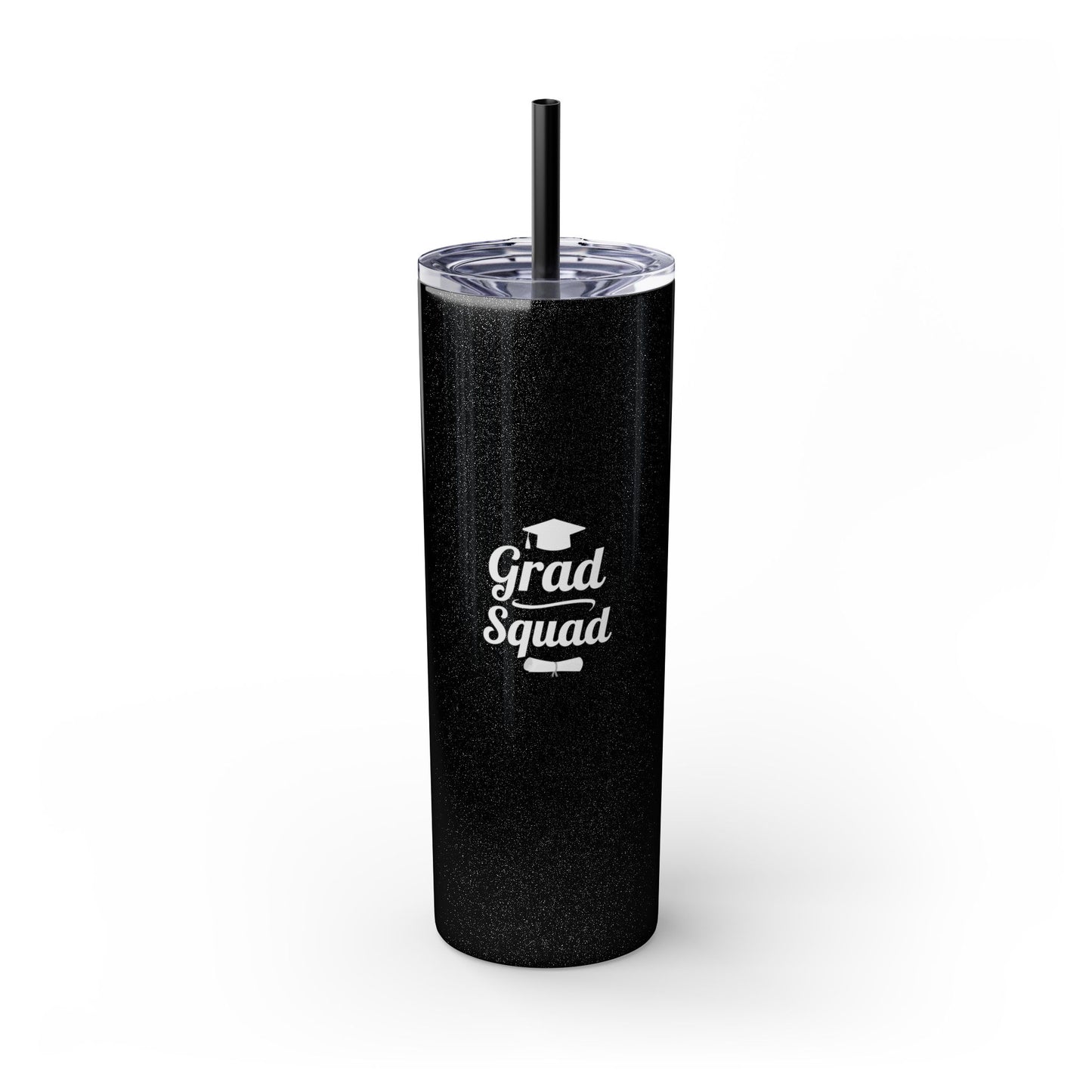 Grad Squad Glitter Tumbler – 20oz Insulated Skinny Cup with Straw | Graduation Gift