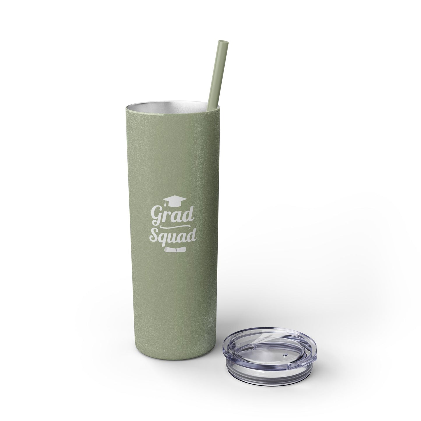 Grad Squad Glitter Tumbler – 20oz Insulated Skinny Cup with Straw | Graduation Gift