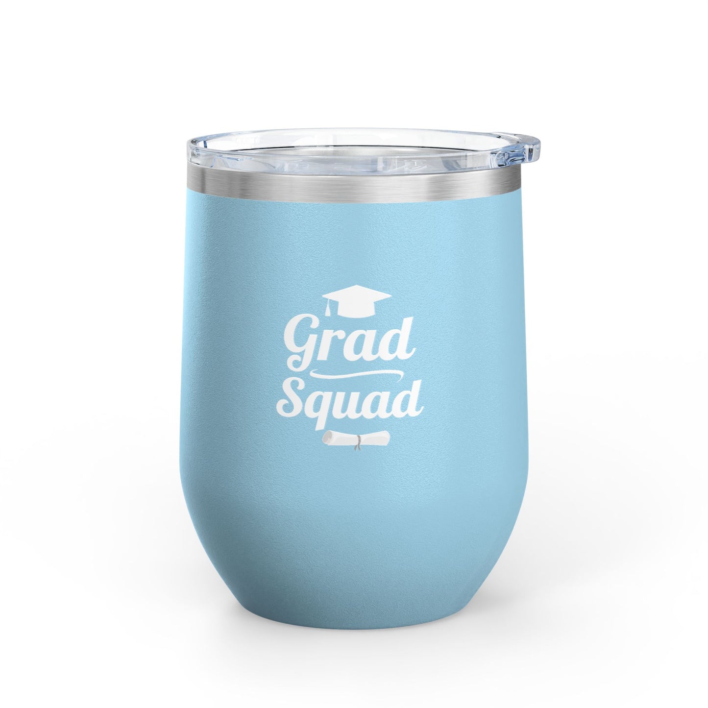 Grad Squad Wine Tumbler – 12oz Stainless Steel Insulated Cup | Graduation Gift