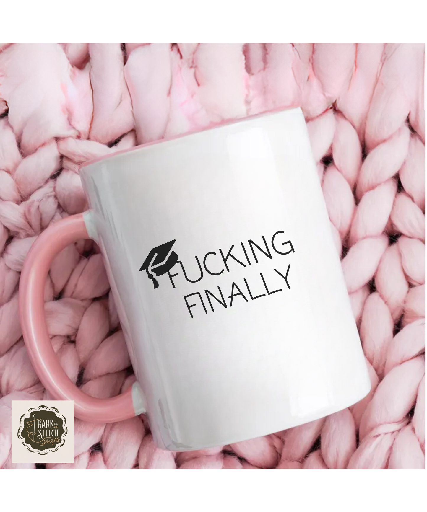 Funny Graduation Mug - "F*cking Finally" - Grad Gift for Him or Her - Class of 2025 Coffee Cup - Red Accent Mug