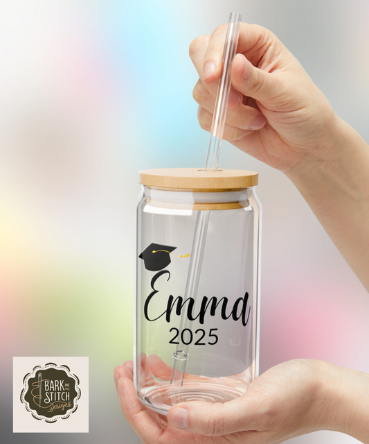 Personalized Graduation Can Glass – Custom Name & Year | Class of 2025 Gift